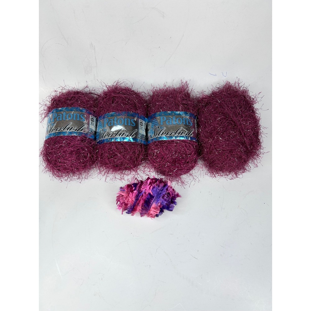 PATONS Silverlash Eye Lash Yarn "Maroon Magic" 4-skeins 4-medium